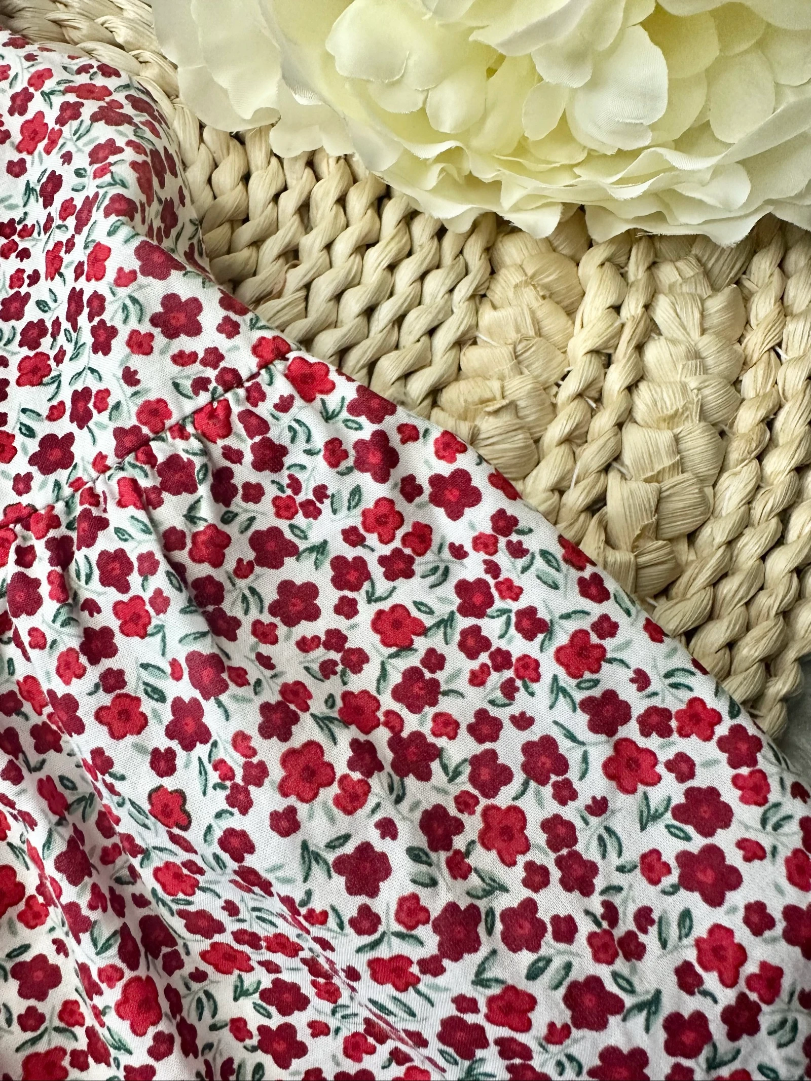 Bloemenjurk met korte mouwen wit en rood 2 jaar Kiabi – photo 4